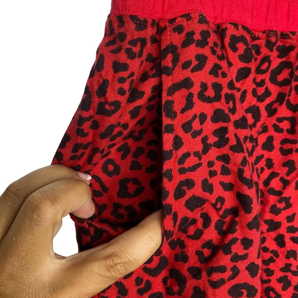 Jasmine + Ginger Red black Cheetah Joggers Pajama Pants Medium